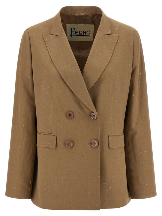 Micro Sequin Blazer Blazers Beige
