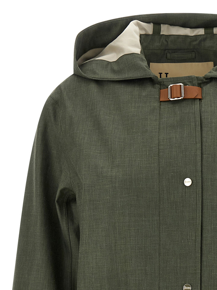 Herno Linen Raincoat Coats and Trench Coats - Green | 263617054420ed458f5f59a17d9f01a0cec3fea1