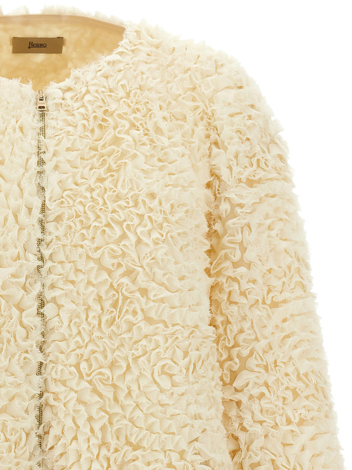 Herno Mini Ruffle Jacket Puffer Jackets - White | 9fe6dd4ce0c5a8546267ef875ab93d7112fd96e1