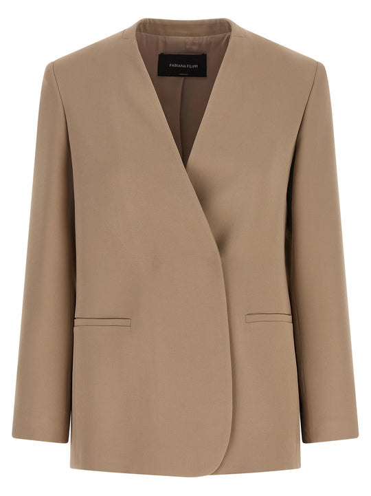 Twill Blazer Blazers Beige