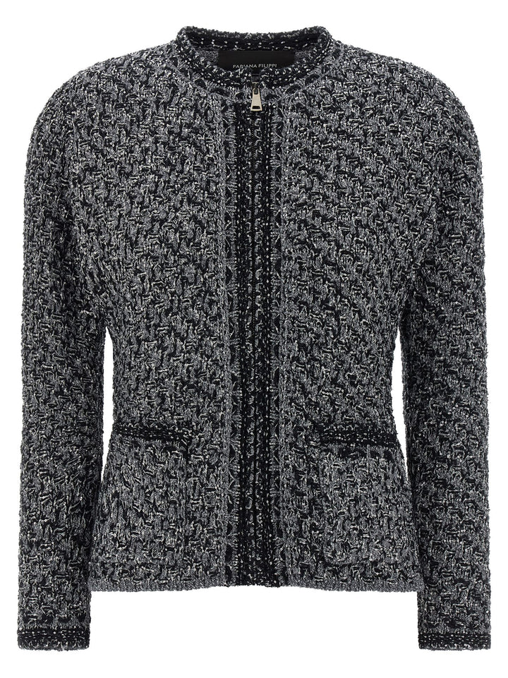 Fabiana Filippi Tweed Jacket Puffer Jackets - Blue | 6bc7e75e981a8426c6a8169d463749273e798251
