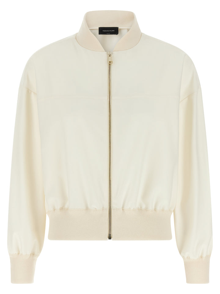 Fabiana Filippi Insert Bomber Jacket Puffer Jackets - White | 9dddfe03512b01265e30d06c17fbcee051d8420b