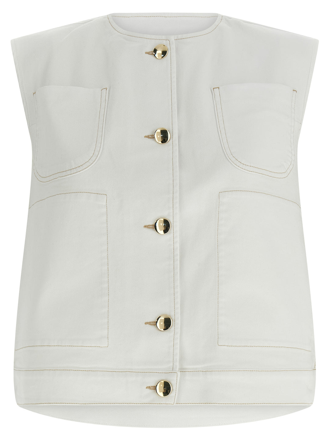 Fabiana Filippi Denim And Knit Vest Gilet - White | 5f402f3654b6a101543a5fd93dcd1ced5a242031