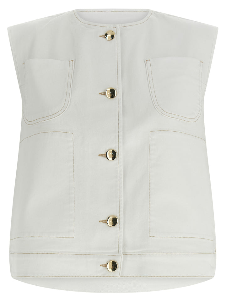 Fabiana Filippi Denim And Knit Vest Gilet - White | 5f402f3654b6a101543a5fd93dcd1ced5a242031
