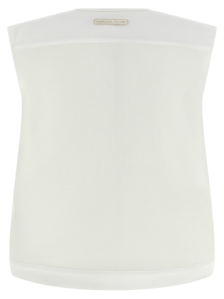 Fabiana Filippi Denim And Knit Vest Gilet - White | e37265fcd8648e04ec38f34a4bef16eed72cd6ec