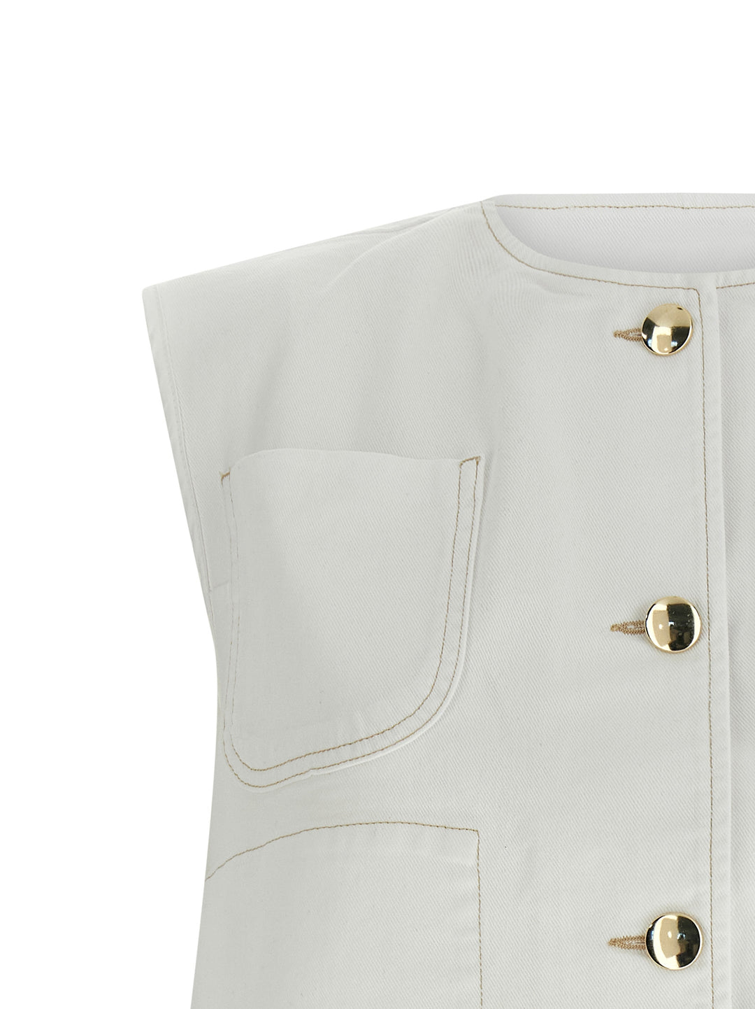 Fabiana Filippi Denim And Knit Vest Gilet - White | 44daccb26ea54b29ae9119d346f4219c0260a339