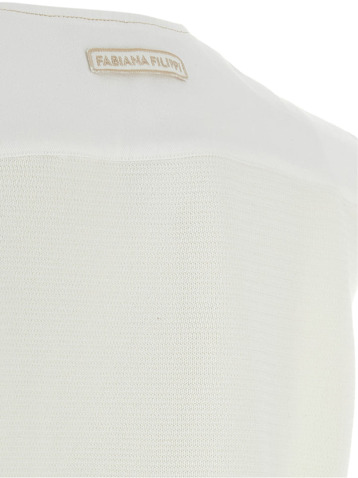 Fabiana Filippi Denim And Knit Vest Gilet - White | 55d57c5b9401e8fb5302699e29cb883dd683fb6a
