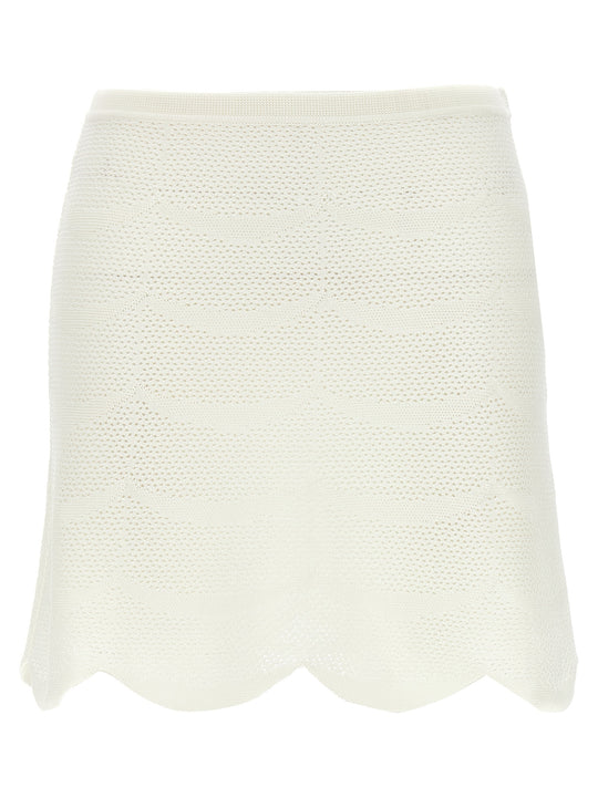 Crochet Mini Skirt Skirts White