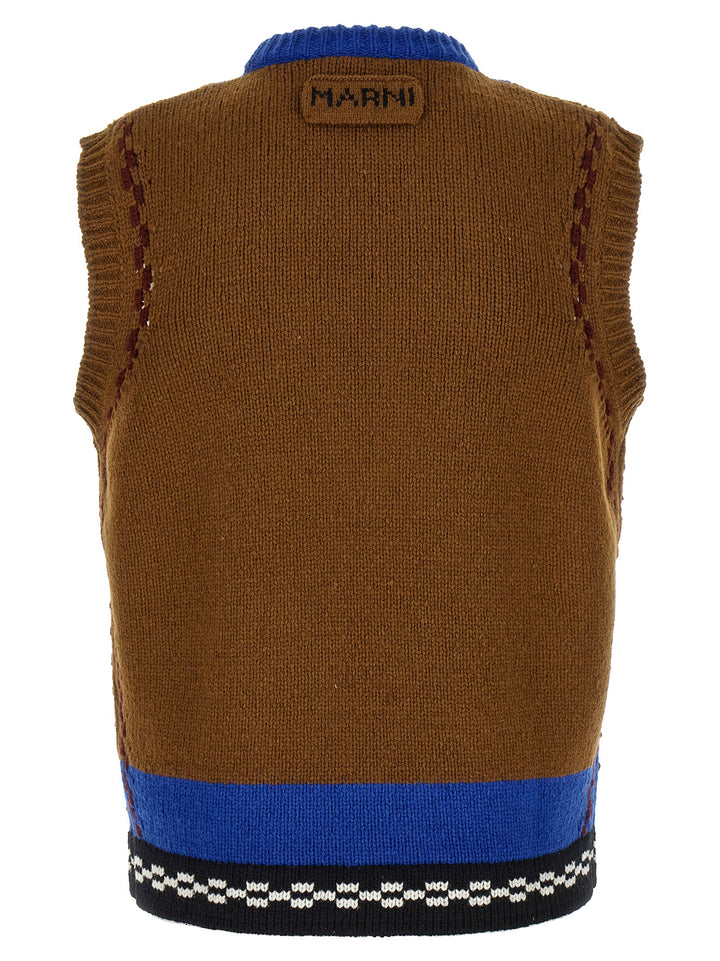 Marni M-Shaped Intarsia Vest Gilet - Multicolor | c3895d712f6074e630dbc1edfdbfc7598ead54ed
