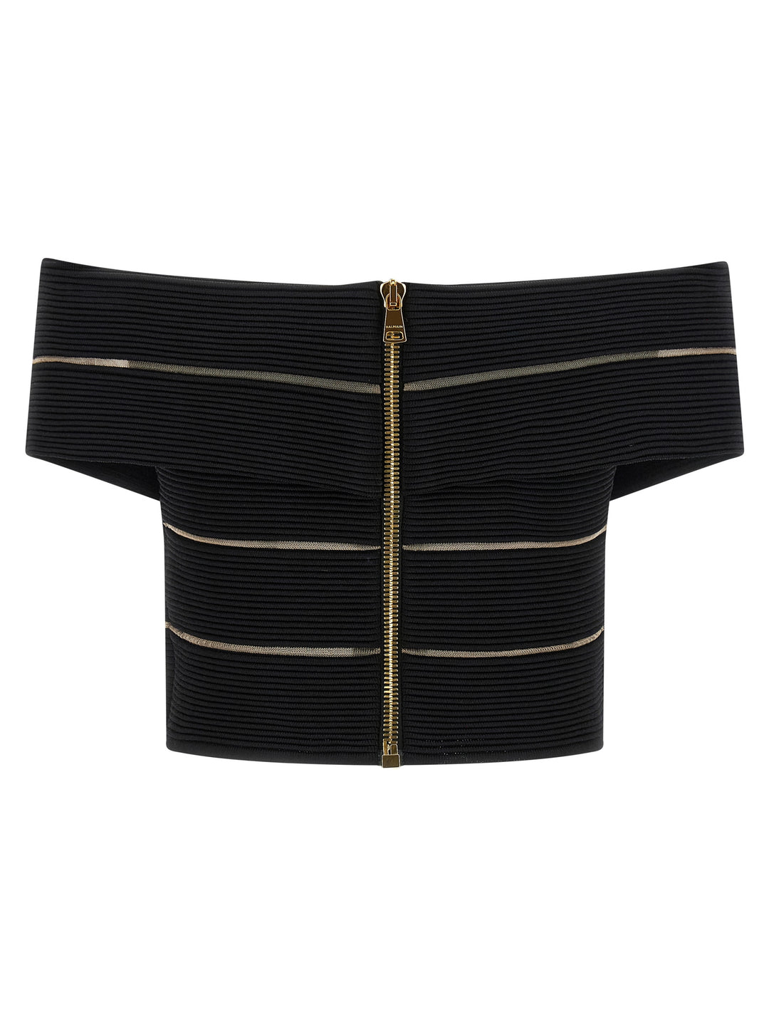 Balmain Off-The-Shoulder Crop Top Tops - Black | 48e3628ee5698926e4d1eb711c37db3cda71e6bd