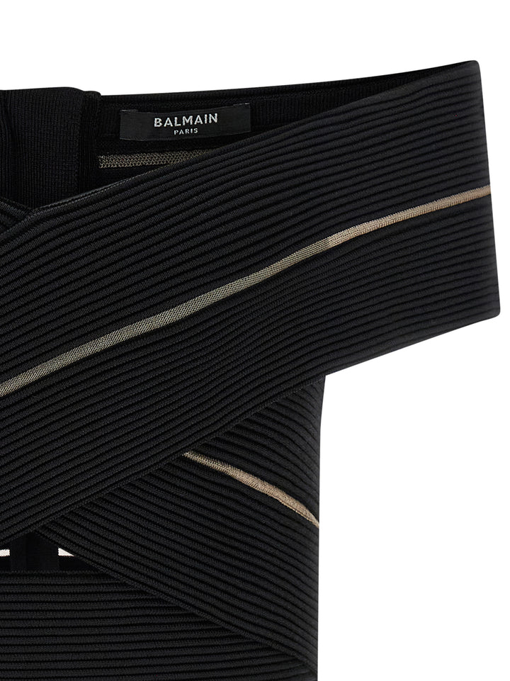 Balmain Off-The-Shoulder Crop Top Tops - Black | 4cf21e8e45d901c76cece8a3bf1833ba80e939d1