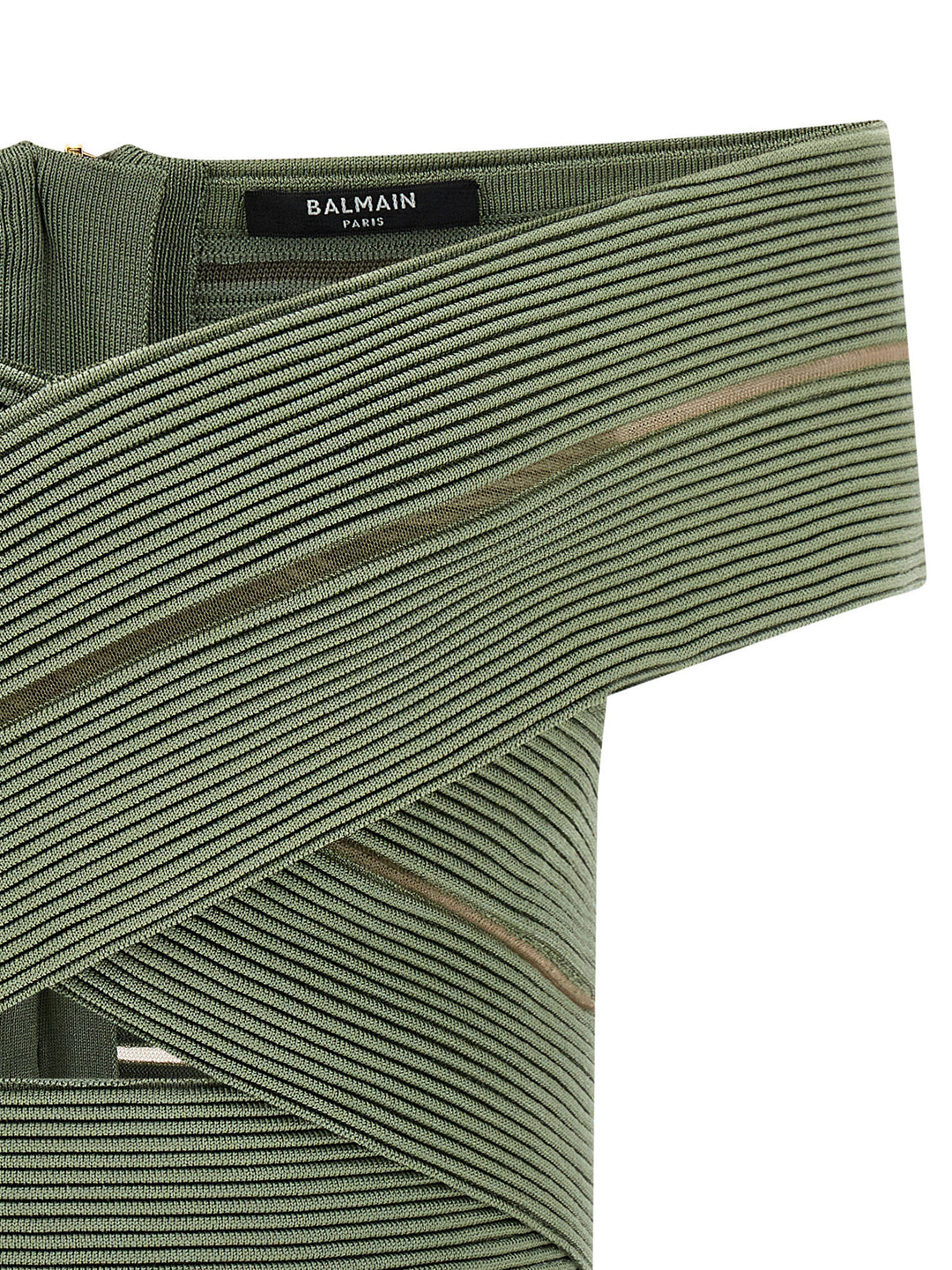 Balmain Off-The-Shoulder Crop Top Tops - Green | 8d6351498f7a54e144fb44d5e13293a39668afae