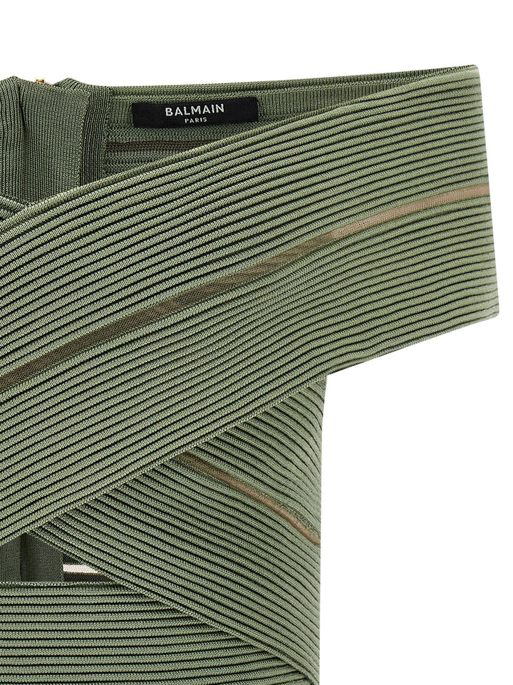 Balmain Off-The-Shoulder Crop Top Tops - Green | 8d6351498f7a54e144fb44d5e13293a39668afae