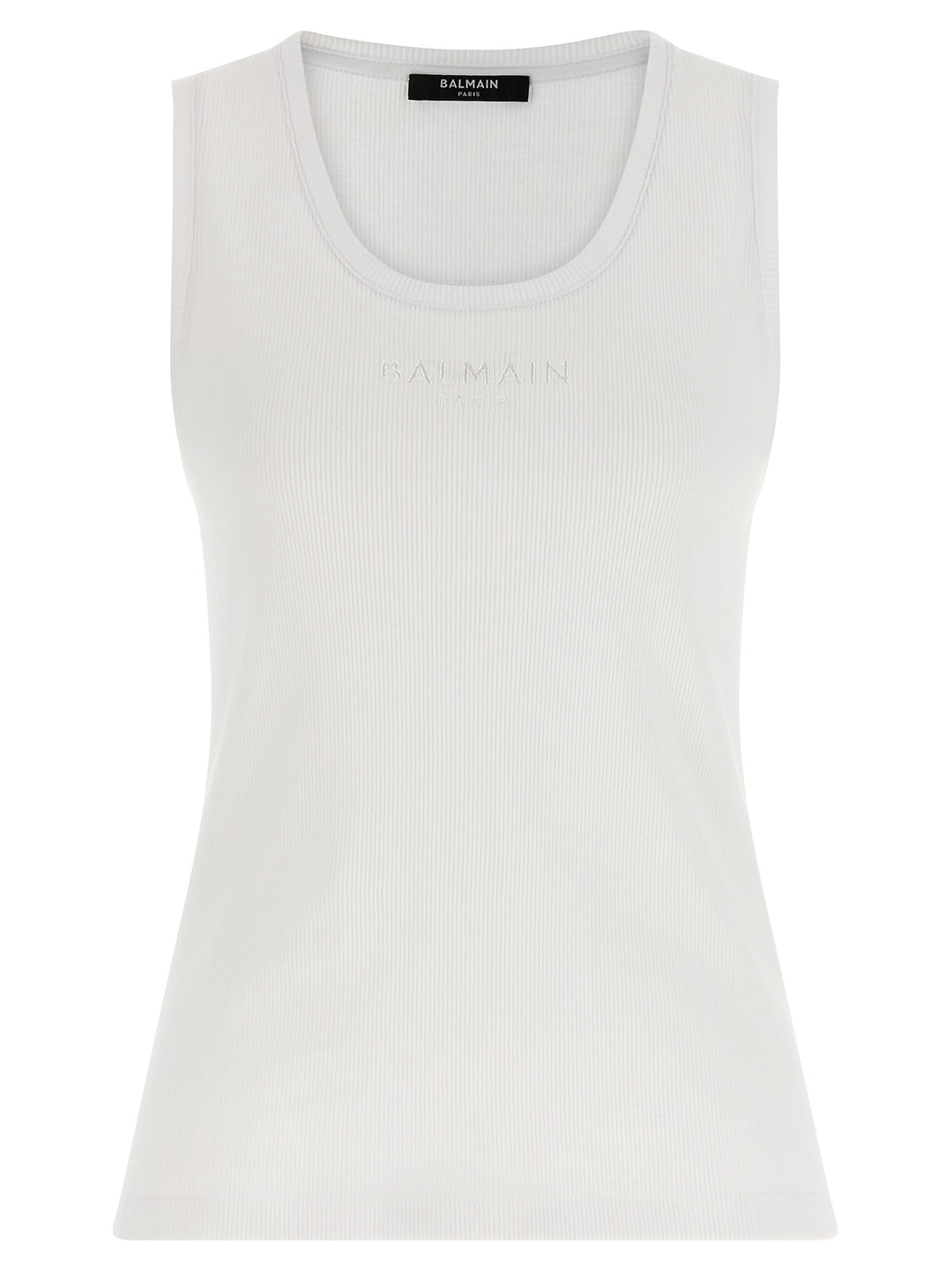 Balmain Logo Embroidery Tank Top Tops - White | 078fea8b11348b0d60e98b1a9c95a9babcb804e9
