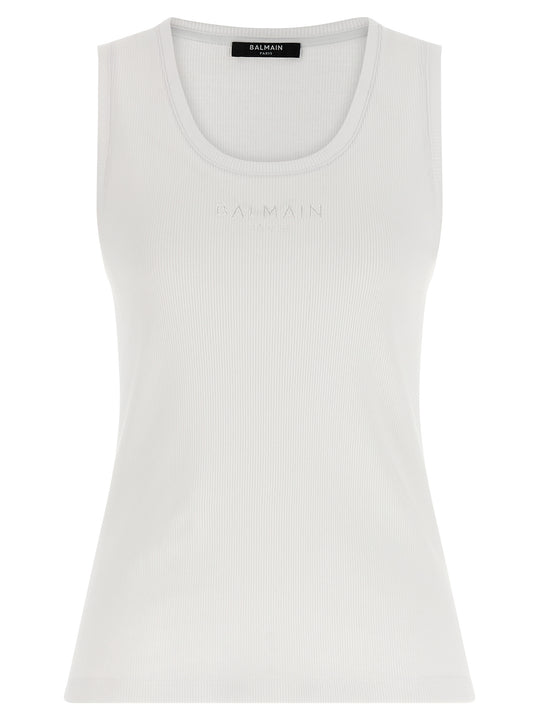 Logo Embroidery Tank Top Tops White