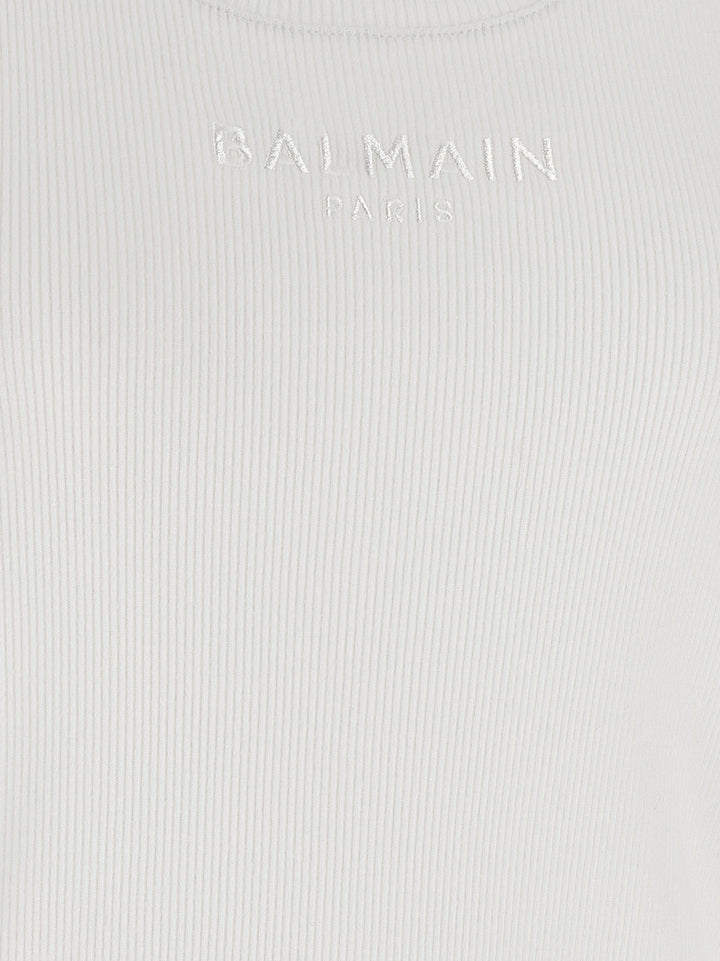 Balmain Logo Embroidery Tank Top Tops - White | 2a32d027747c7a13544c1f6b507218979b6da128
