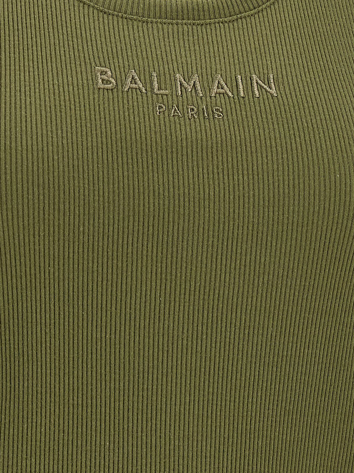 Balmain Logo Embroidery Tank Top Tops - Green | 9394f346e72a2b6d4a773c77bdb0342af92637dd