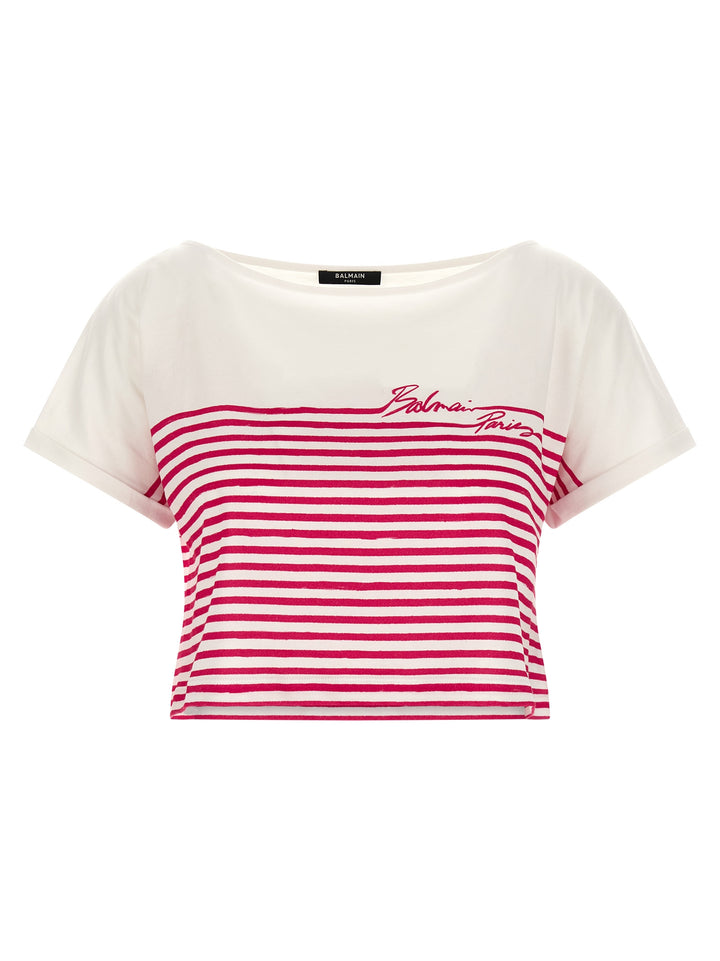 Balmain Marinière T-shirt - Fuchsia | b06f962258aff44b30806fe57596d4a271edfd75