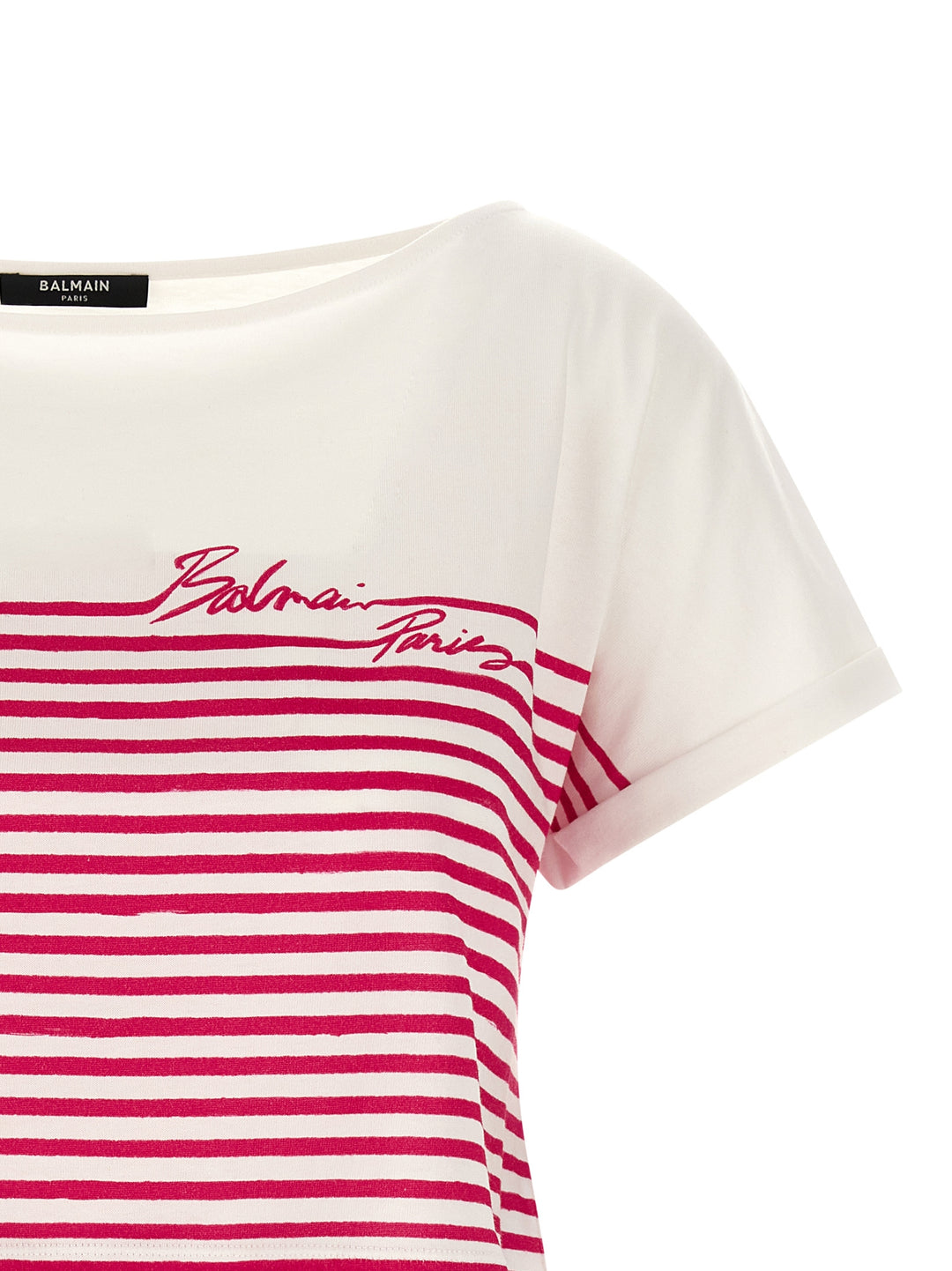 Balmain Marinière T-shirt - Fuchsia | 1433d7144238b686692e6a01c637a35d8296705e
