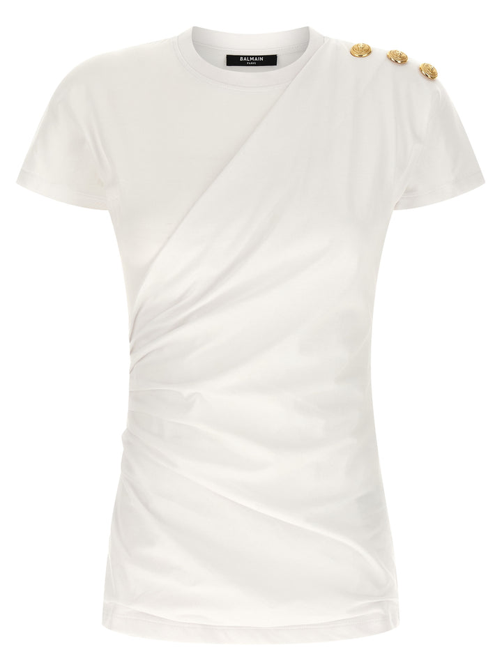 Balmain 3 Buttons T-shirt - White/Black | 21b0f1ccf149320e3bbd7c41696a9a6b7cf1d7b1