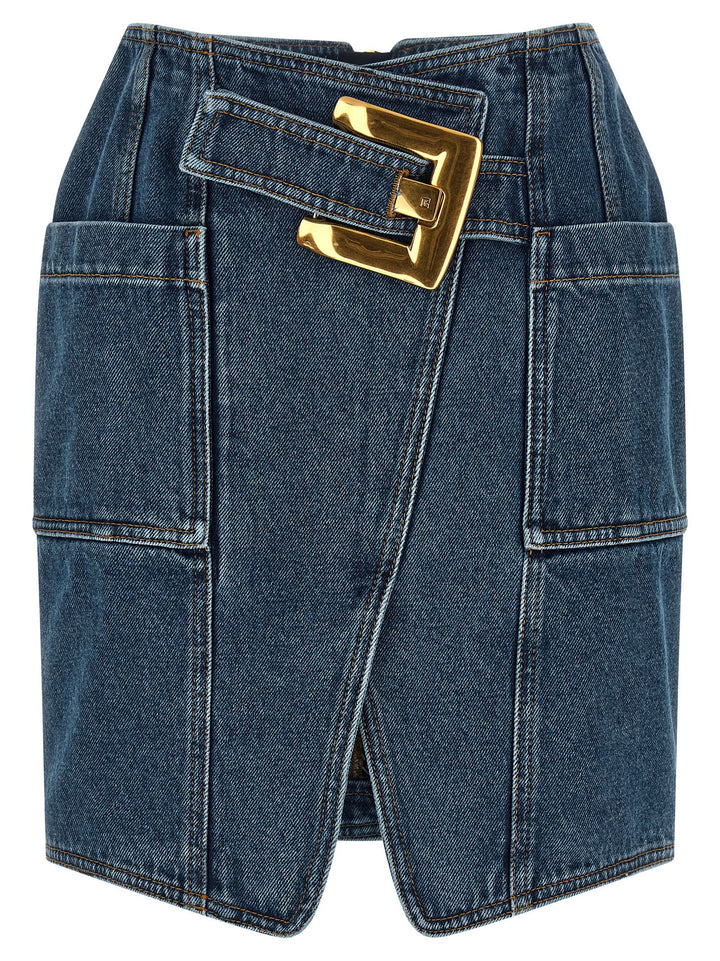 Balmain Belted Skirts - Blue | 5125f7255b43d6767d54dae5b56750da61b58cfb