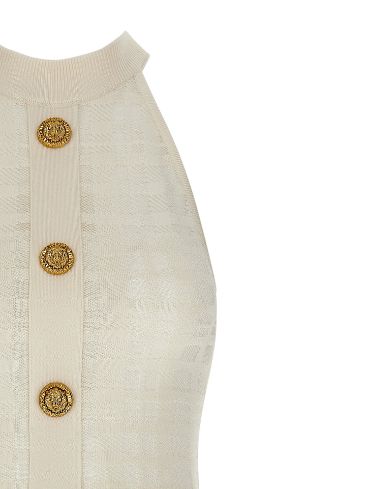 Balmain Tartan Knit Dress Dresses - White | 0eb6a5e5f6011341f08ea2cc97d6eee6c4ca12e7