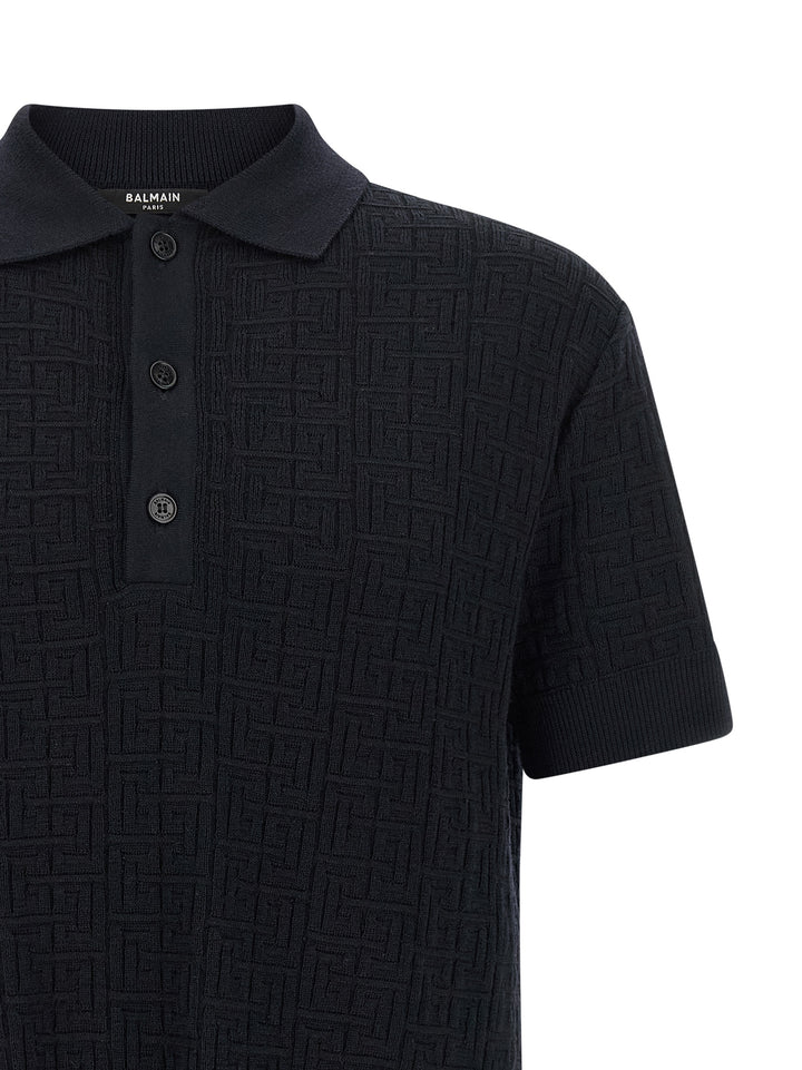 Balmain Monogram Polo - Blue | b7713e5f8a9b8f0fce7f9d759f5309b734ce0984