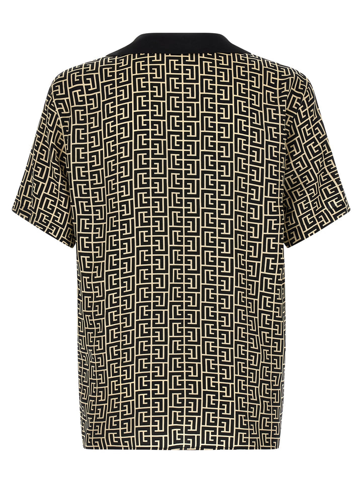 Balmain Monogram Shirt Shirt and Blouse - White/Black | 8be99aa1bd39bf41aba68e71e8a0b39609b722fb