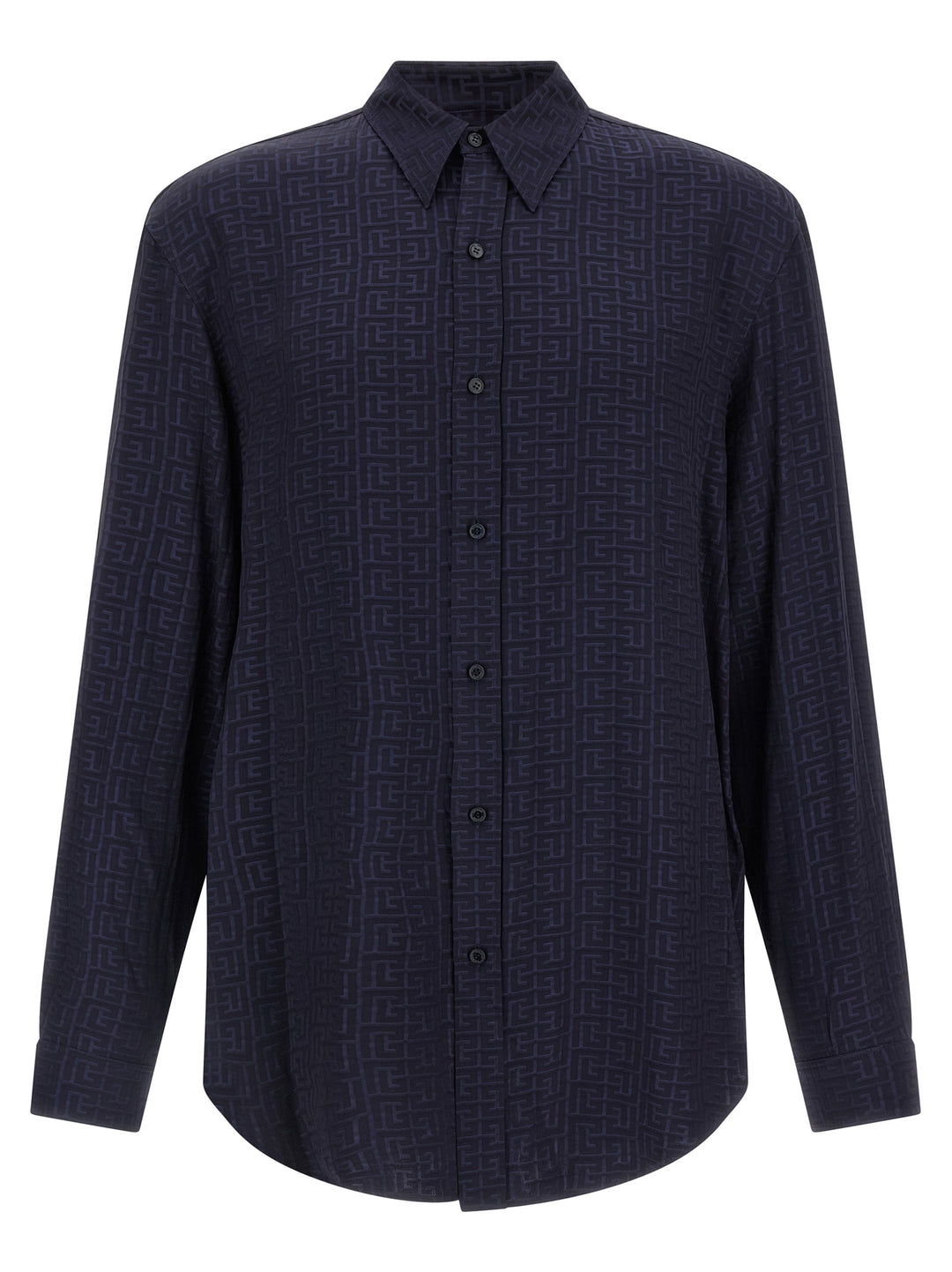 Balmain Jacquard Monogram Shirt Shirt and Blouse - Blue | 76240479693237193e64f367b21339db5ae2c21b