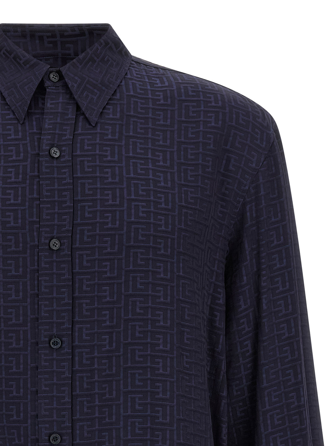 Balmain Jacquard Monogram Shirt Shirt and Blouse - Blue | a72b39d7bc827c4b71bf8d8d0f1d0b49bcdfd3f1