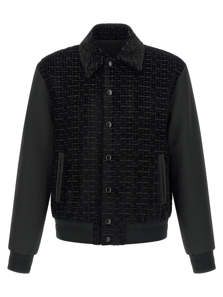 Balmain Velvet Bomber Jacket Puffer Jackets - Black | 050c6ebec129130d82e80a8ee7cd5796f61a04f9