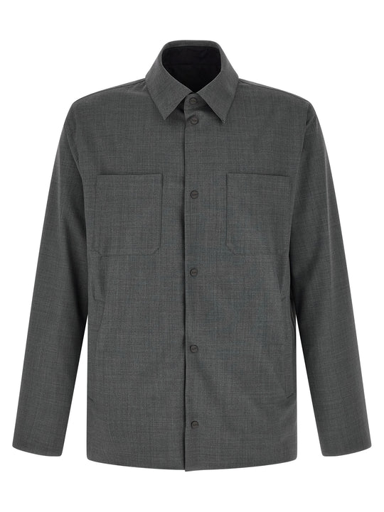 Reversible Overshirt Puffer Jackets Gray