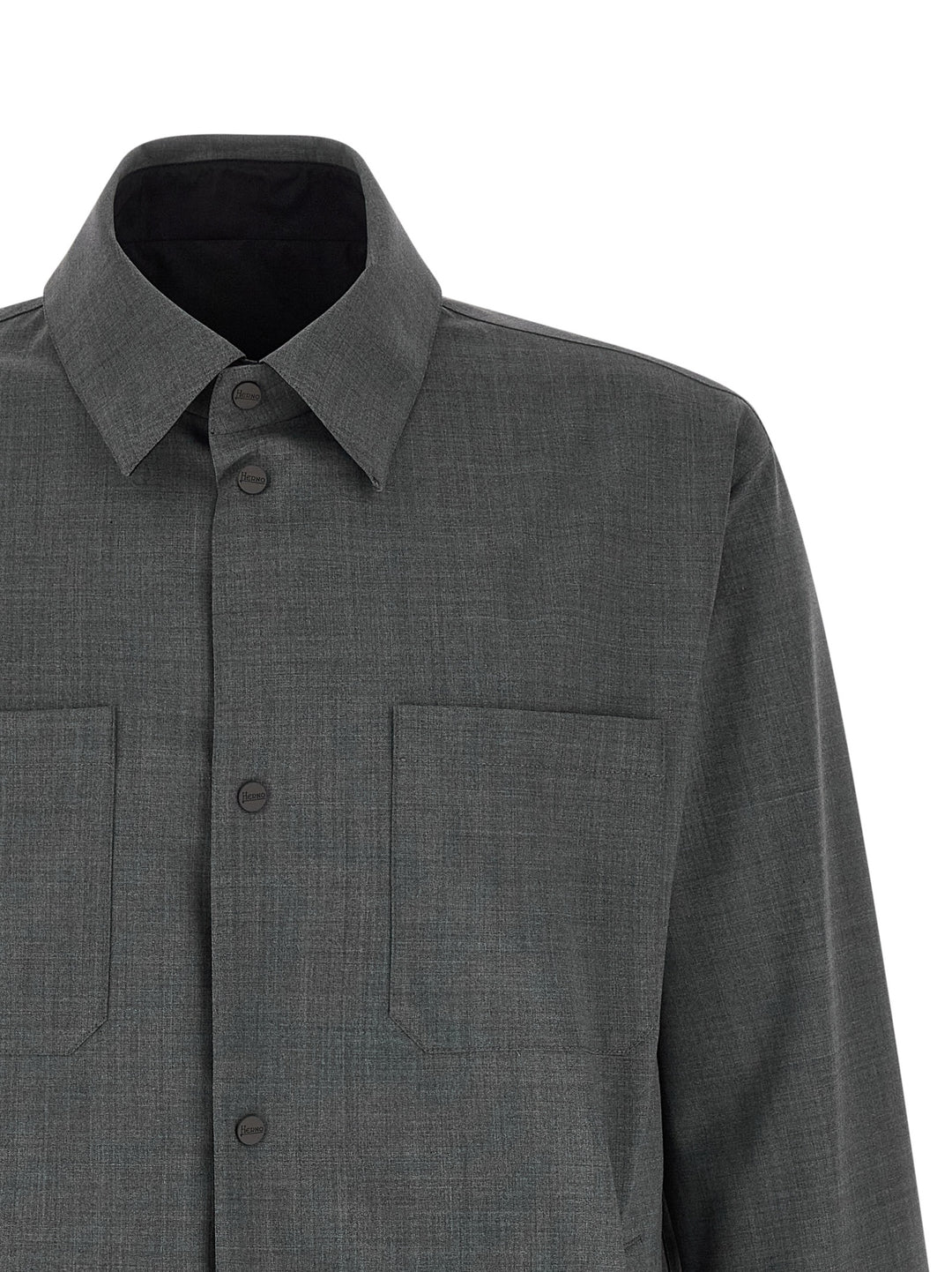 Herno Reversible Overshirt Puffer Jackets - Gray | f02e45151546bc622a338b85835a7d08648949d2