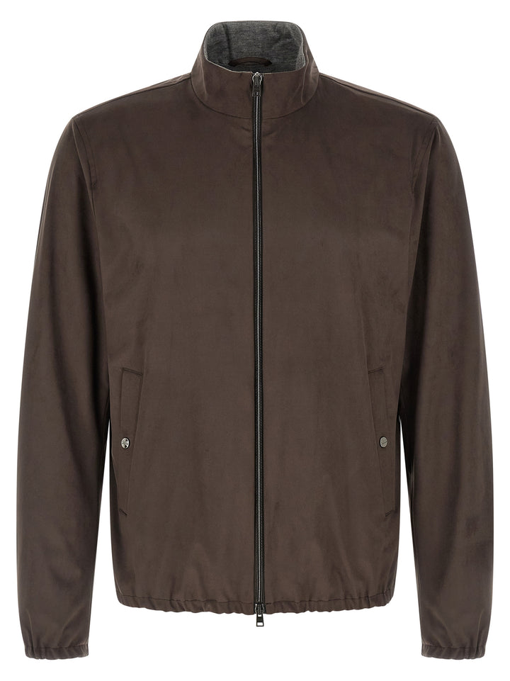 Herno Suede Effect Jacket Puffer Jackets - Brown | a224e978136f290bd057b496bc48fcd245c0bb60