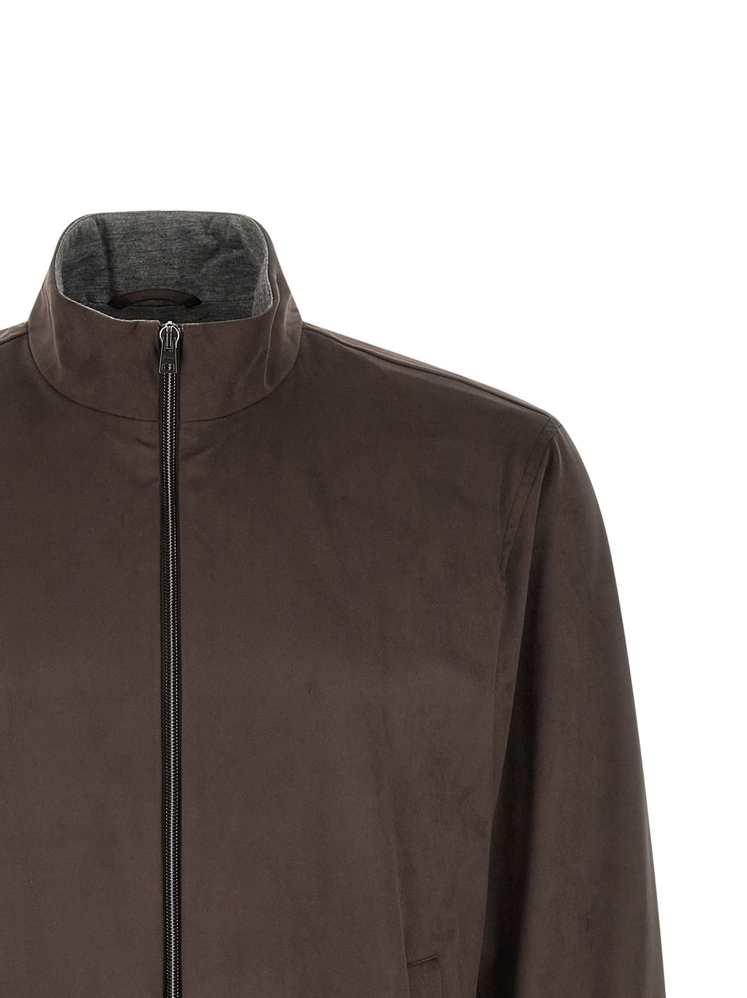 Herno Suede Effect Jacket Puffer Jackets - Brown | 07832ea67ec24711dec40e34bff1878db9bcc510