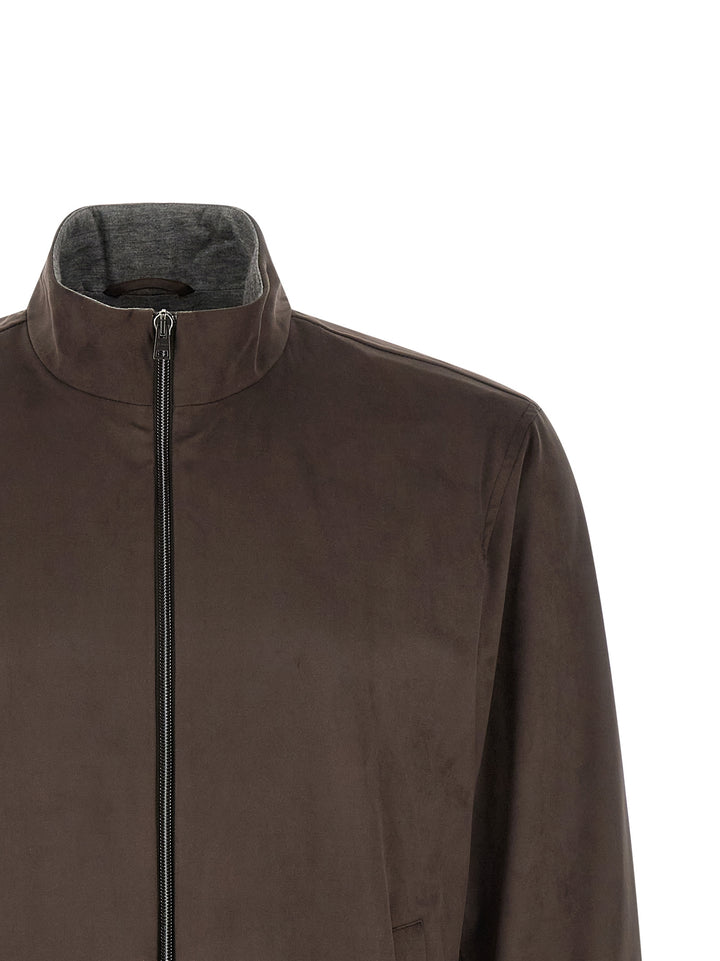 Herno Suede Effect Jacket Puffer Jackets - Brown | 07832ea67ec24711dec40e34bff1878db9bcc510