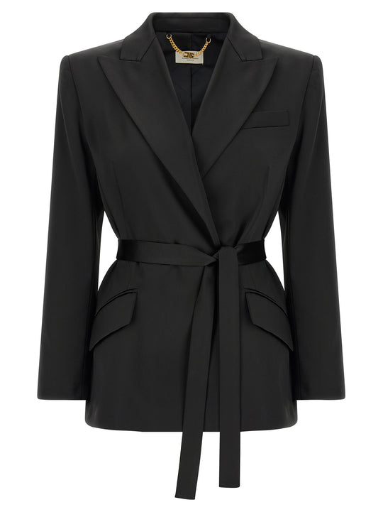 Stretch Satin Blazer Blazers Black