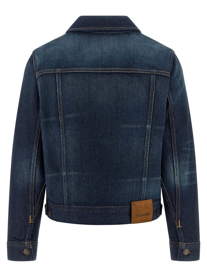 Tom Ford Japanese Denim Jacket Puffer Jackets - Blue | 21bd5e0893f5e66b392c7af210272a45cab51220