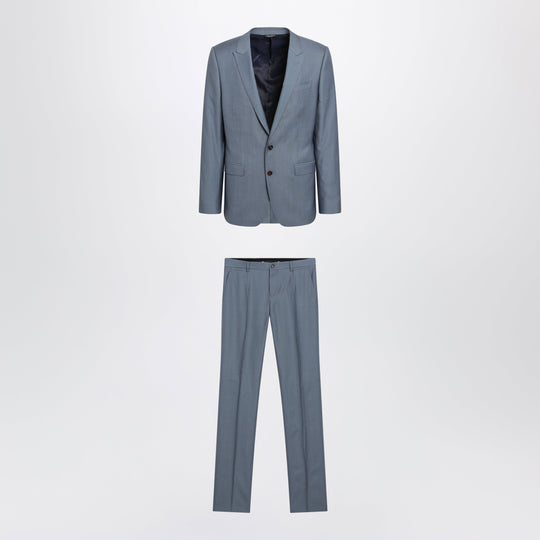 Single-Breasted Sicilia Light Suit In Wool And Silk, Blue