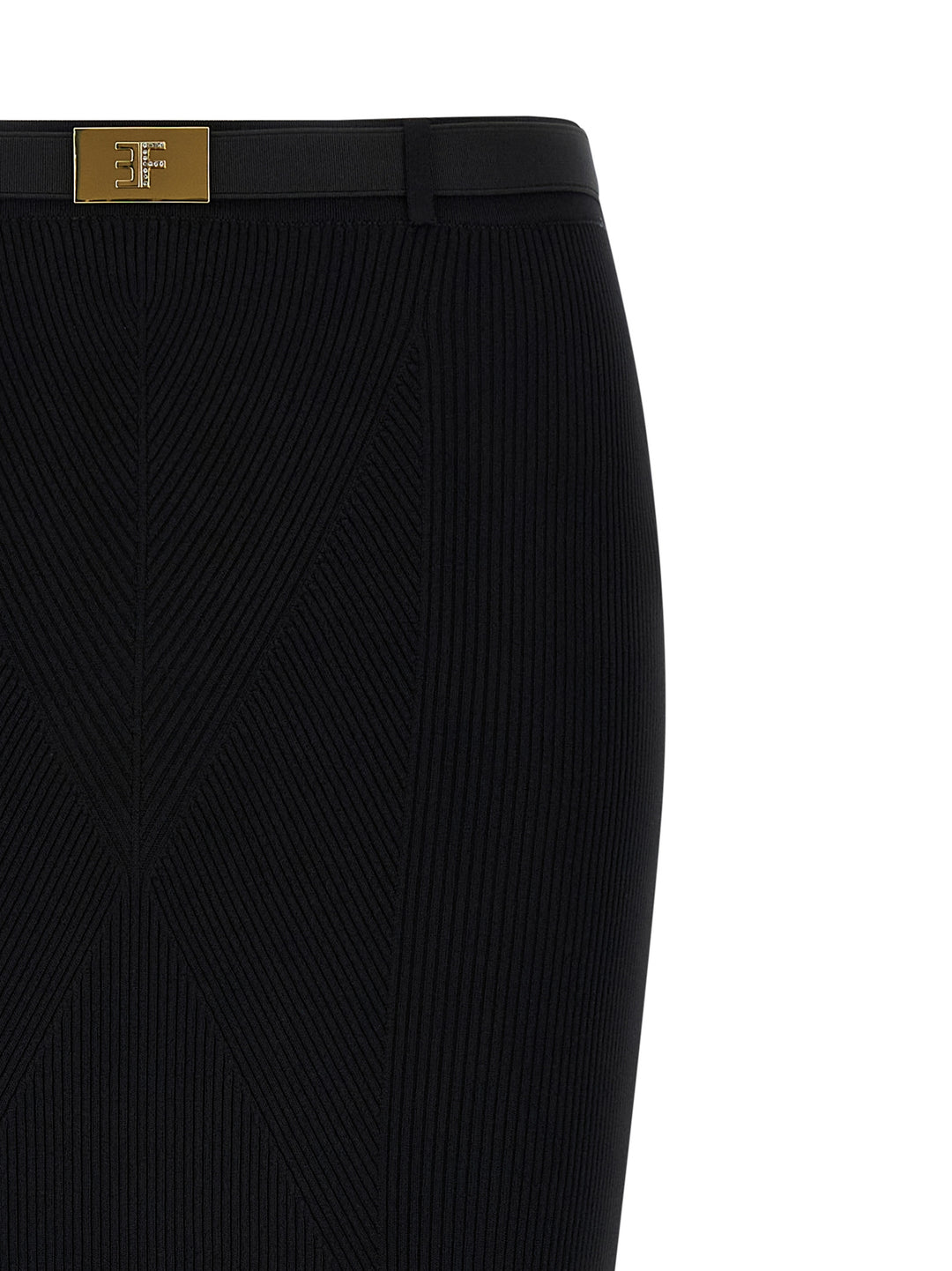 Elisabetta Franchi Ribbed Knit Skirt Skirts - Black | e6457cb95009193a998da9e046eec64c80d7a6e2