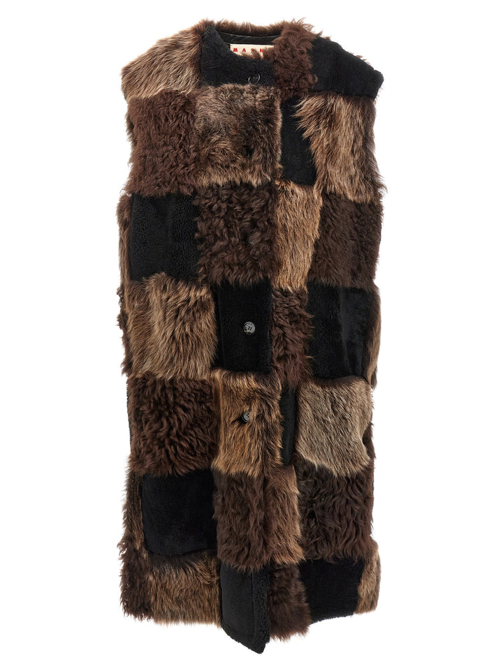 Marni Long Shearling Vest Gilet - Brown | 4bc3df57bdb1eb2feeb2ac056f86305479cf67db
