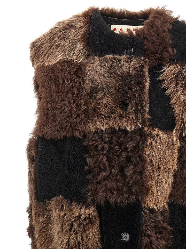 Marni Long Shearling Vest Gilet - Brown | e3e651b0ced1ced27b4bce098636f6238ad4cfca