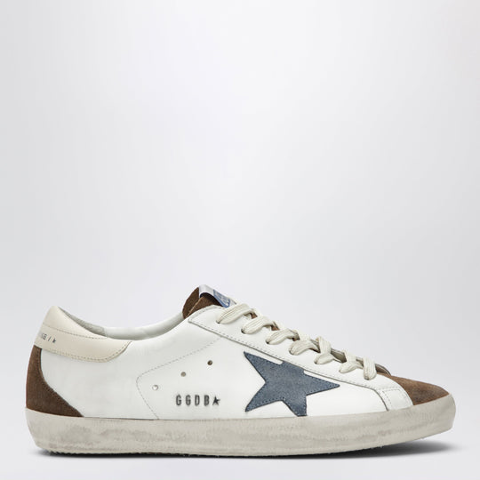Golden Goose Super-Star Sneakers In White/Brown/Denim Blue/Cream