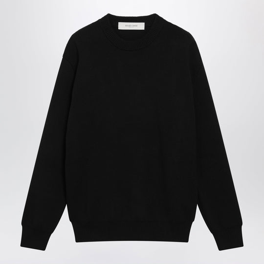 Golden Black Cotton Crewneck Sweater