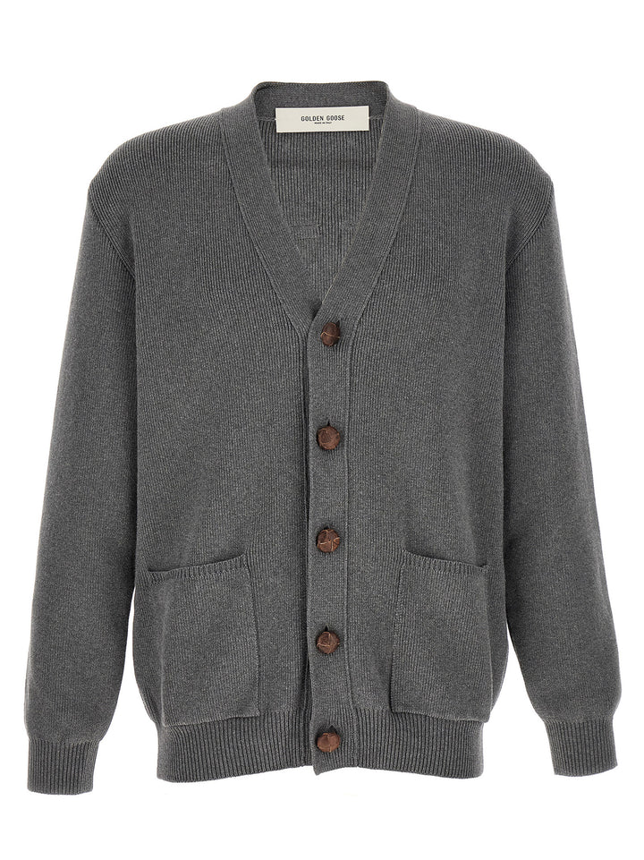 Golden Goose Logo Cardigan Sweaters and Cardigans - Gray | f41ed7a34b3bdd4dac4f54d97316b1c74cb381f1