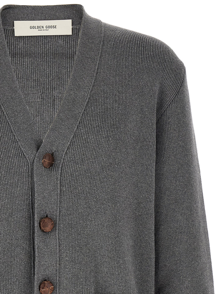 Golden Goose Logo Cardigan Sweaters and Cardigans - Gray | 42cab025e710fa23fee526c368e0c3e974ef3d38