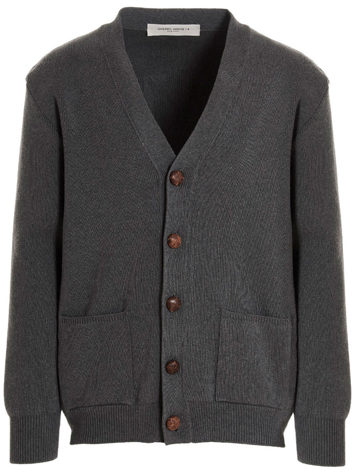 Golden Goose Logo Cardigan Sweaters and Cardigans - Gray | 7bfbdd73a90035d9bca223ca024c75cab69a87c7