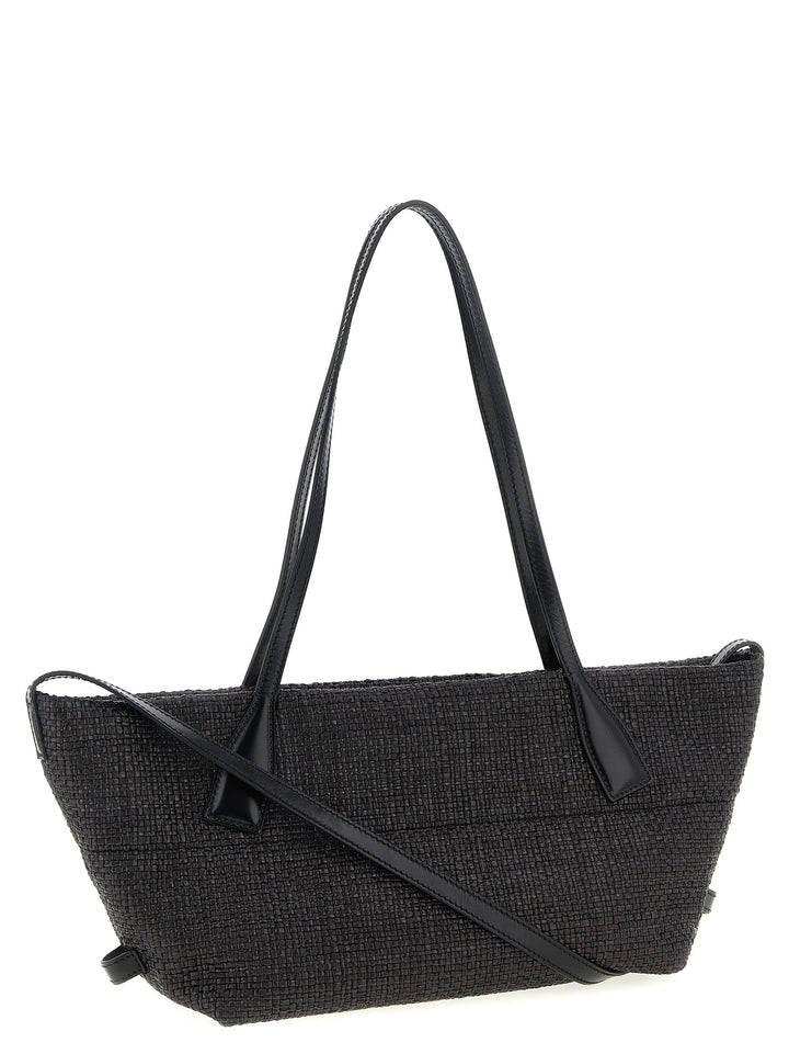 Balmain Track-Small Rafia Tote Bag - Black | 6160ee629c2f3944554b9f8f2b5124669a381332