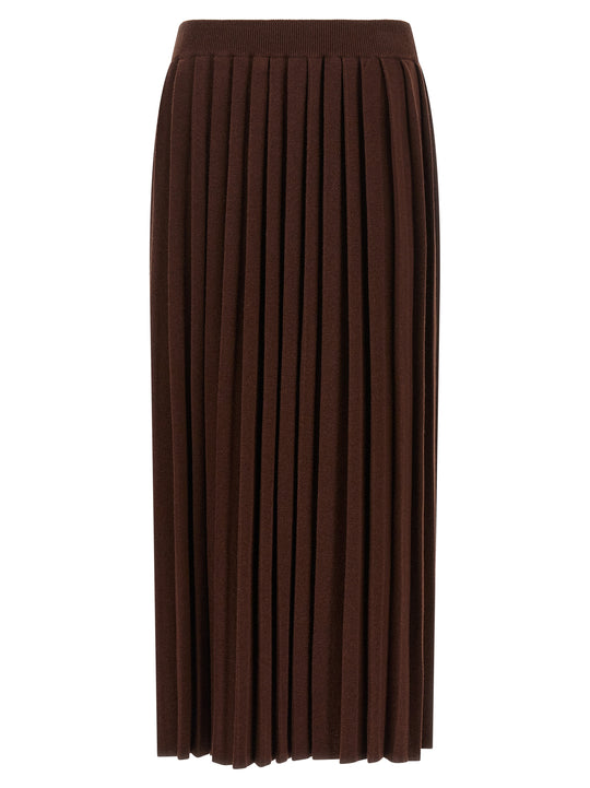 Knitted Pleated Skirt Skirts Brown