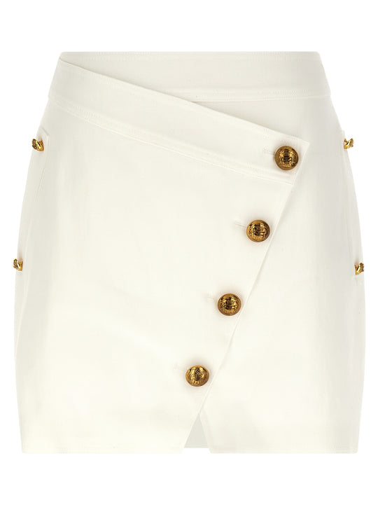 Jewel Button Skirt Skirts White